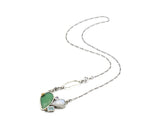 Teardrop faceted Chrysoprase pendant necklace with moonstone, amethysy and blue topaz gemstone