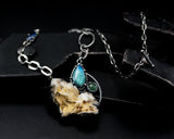 Vanadinite on barite pendant necklace with labradorite and mint kyanite gemstone