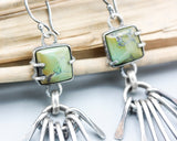 Green Turquoise earrings with finger drops on sterling silver hook style