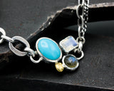 Blue Turquoise pendant bracelet with moonstone and labradorite gemstone