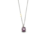 Rectangle Pink sapphire pendant necklace in silver bezel and prongs setting with sterling silver chain