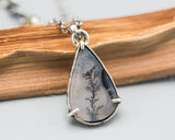 Beautiful tree dendritic quartz pendant necklace in sterling silver prongs setting with sterling silver chain