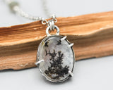 Wild Abundance dendritic quartz pendant necklace in sterling silver prongs setting with sterling silver chain