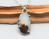 Summer season dendritic quartz pendant necklace in sterling silver prongs setting with sterling silver chain