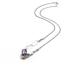 Oval amethyst pendant necklace with blue topaz, ruby and London blue topaz gemstone