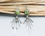 Green Turquoise earrings with finger drops on sterling silver hook style