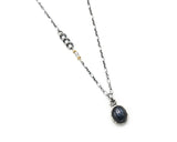 Oxidized Silver Chain with Blue Star Sapphire Necklace