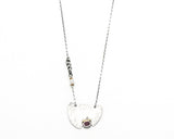 Sterling silver semi-oval shape pendant necklace with Ruby gemstone in bezel setting on sterling silver chain