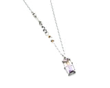 Rectangle faceted Ametrine necklace in silver bezel and prongs setting with moonstone beads secondary on oxidized sterling silver chain