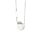 Sterling silver semi oval shape pendant necklace with paraiba kyanite gemstone on sterling silver chain