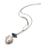Vanadinite on barite pendant necklace with marquise labradorite gemstone