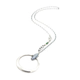 Marquise Blue kyanite and sterling silver circle shape pendant necklace with sterling silver chain
