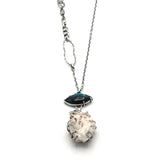 Vanadinite on barite pendant necklace with marquise labradorite gemstone