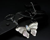 Marquise Moonstone with butterfly shape pendant necklace with sterling silver chain