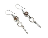 Moss agate earrings with silver oval loop and silver stick on oxidized sterling silver hooks
