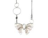 Marquise Moonstone with butterfly shape pendant necklace with sterling silver chain
