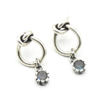 Tiny round Labradorite with silver teardrop knot design stud earrings on sterling silver post and backing