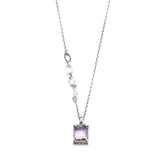 Faceted Ametrine necklace in silver bezel and prongs setting with oxidized sterling silver chain