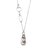 Rhodolite gardens quartz pendant necklace with oval cabochon moonstone on the side on sterling silver chain