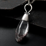 Cabochon Rhodolite gardens quartz pendant necklace with tiny round faceted amethyst on the side