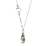 Rhodolite gardens quartz pendant necklace with round faceted Swiss Blue topaz on the side