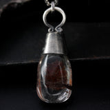 Rhodolite gardens quartz pendant necklace with oval cabochon moonstone on the side on sterling silver chain