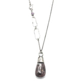 Rhodolite gardens quartz pendant necklace with round facetd pink sapphire on the side