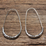 sterling silver drop earrings, simple silver earring, silver hoop earrings, long drop earring, long silver earrings, - Metal Studio Jewelry