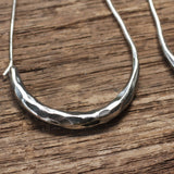 Thin texture silver hoop dangle earrings - Metal Studio Jewelry