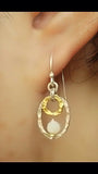 Double shape drop earrings in sterling silver and oxidized brass - Metal Studio Jewelry