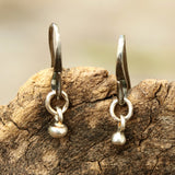 Silver bead earrings with oxidized sterling silver hooks - Metal Studio Jewelry