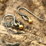 Gold plated 3 microns earrings with oxidized sterling silver hooks - Metal Studio Jewelry